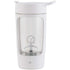 White portable electric blender for kitchen use with clear container and power button