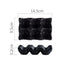 Black plastic egg tray for kitchen organization, six-slot, with dimensions 14.5x9.5x3.2 cm