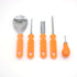 Pumpkin carving tools set with orange handles on white background