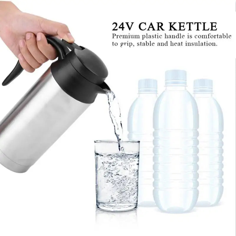 240W 750ml 24V Electric Heating Cup Kettle Stainless Steel Water Heater Bottle for Tea Coffee Drinking Travel Car Truck Kettle