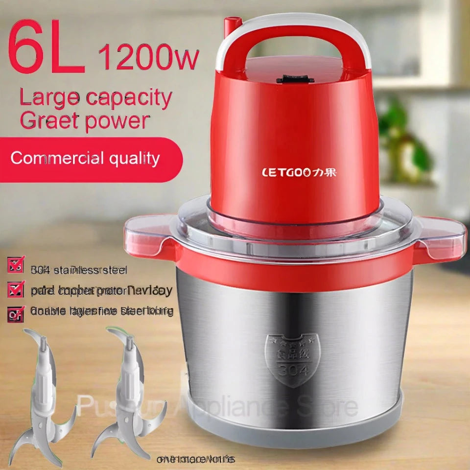 6L large Chili garlic Meat Grinder Electric Mincing Machine high speed home use or Commercial Egg Stirring mix Food Processor