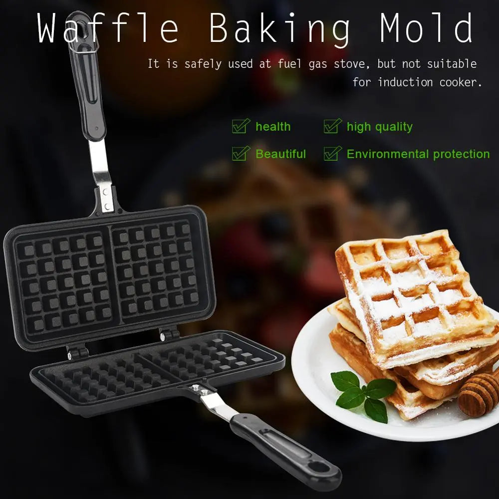 Dual Head Non-Stick Waffle Maker Pan Mould Mold Press Plate Baking Tool Bubble Egg Cake Oven Breakfast Machine