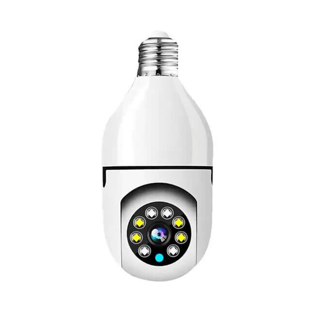 Smart light bulb security camera with LED lights and screw base for home surveillance