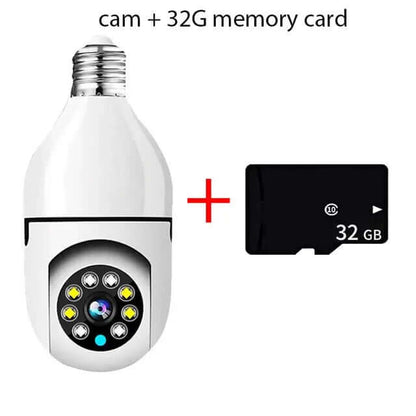 Light bulb security camera with 32GB memory card bundle