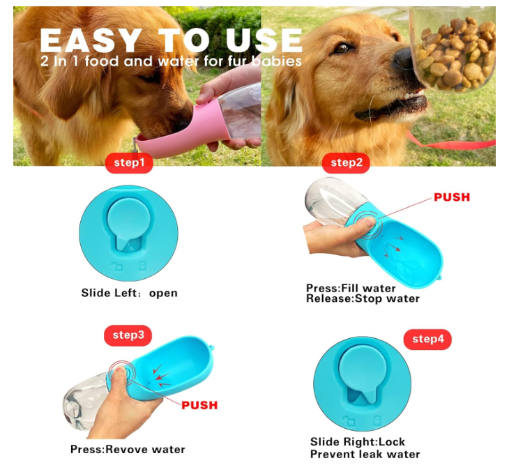 GI Pet Water Bottle with Treat Container