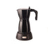 Black electric moka pot espresso coffee maker with handle on white background