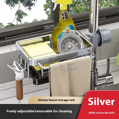 Alumimum Racks Hanging On A Faucet Kitchen Dishwashing