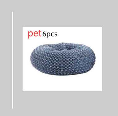 Set of 6 round metal mesh kitchen scrubbers for cleaning pots and pans