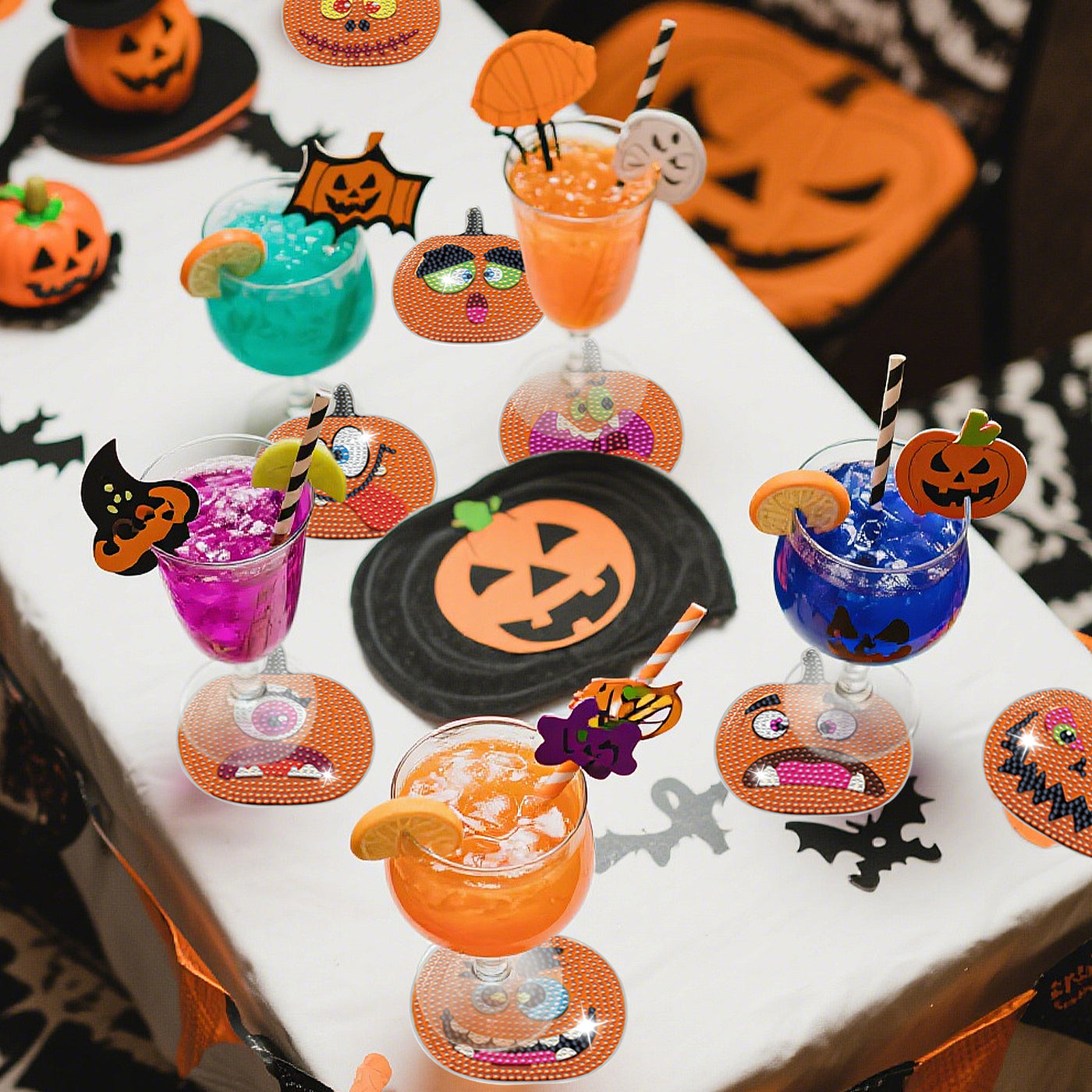 8 Packs Halloween Rhinestones Art Coasters