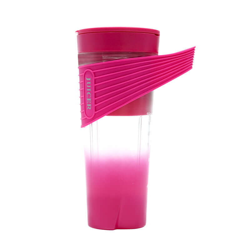 Pink portable juicer cup with handle, kitchen gadget for making fresh juice