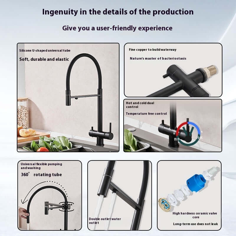silver kitchen faucet with water filter system
