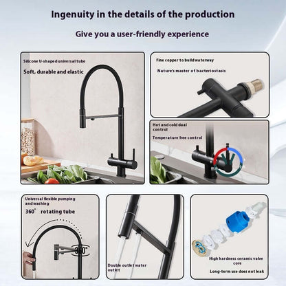 silver kitchen faucet with water filter system