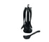 Black kitchen utensil set with stand, modern cooking tools, marble pattern design