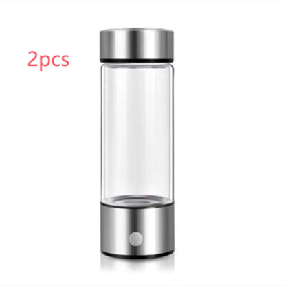 2pcs stainless steel and glass portable water bottle with button lid, kitchen accessory
