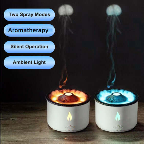 Aromatherapy humidifiers with colored ambient lights, two spray modes, and silent operation.