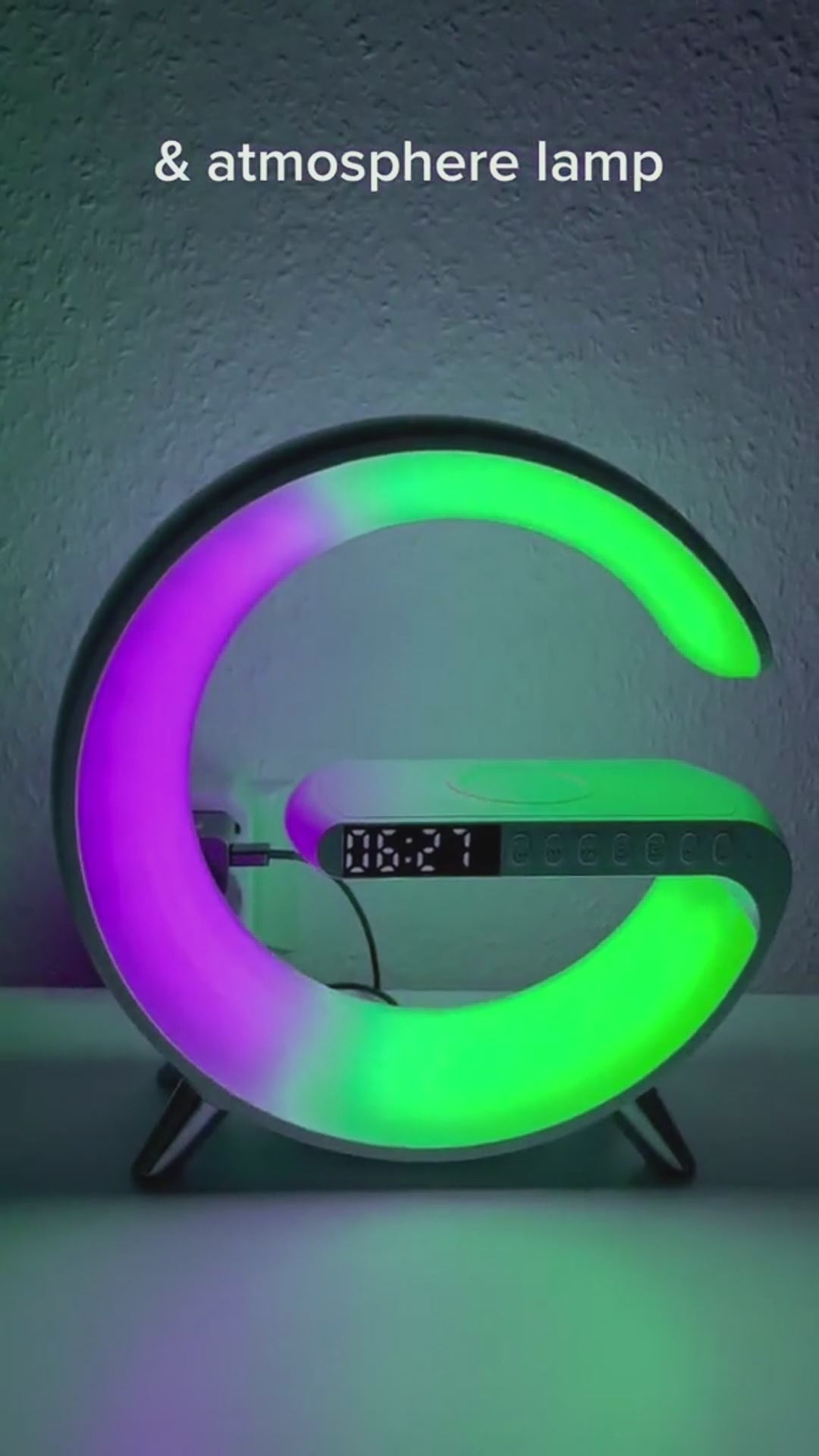 New Intelligent G Shaped LED Lamp Bluetooth Speake Wireless Charger Atmosphere Lamp App Control For Bedroom Home Decor